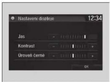 Nastaveni displeje 12:34 Jas Kontrast Uroven Cerné