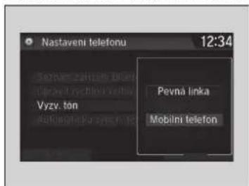 Nastaveni telefonu 12:34 Pevna linka Mobilni telefon