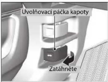 Uvolňovací páčka kapoty Zatáhněte