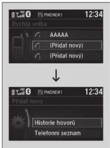 Rychla volba AAAAA (Pridat nový) (Pridat nový) ↓ Přidat nový Historie hovorů Telefonní seznam