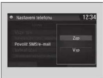 Nastaveni telefonu 12:34 Povolit SMS/e-mail Zap Vip