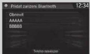 Pridat zarizeni Bluetooth 12:34 Obnovit AAAAA BBBBB Teléfono napaiezen