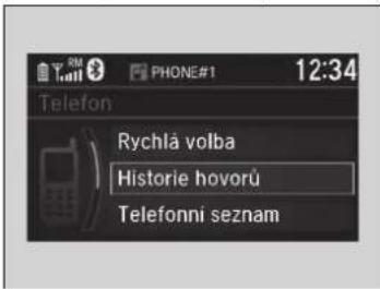 Rychla volba Historie hovoru Telefonni seznam