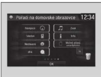 Poradi na domovske obrazovce 12:34 Navigation Telefon Nestlava zha Zrank Info Molne piagc mortelnos OK