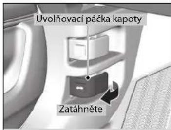 Uvolňovací páčka kapoty Zatáhněte