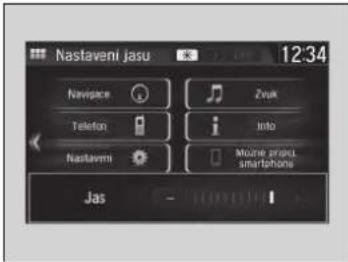 Nastaveni jasu 12:34 Navigace Zvuk Telefon Into Nastaveni Moune parkt smartphone Jas