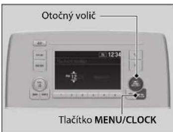 Otočný volič Tlačítko MENU/CLOCK