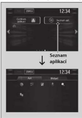 ZOROJ 12:34 Centrum aplikaci Seznam apl. Seznam aplikaci ZOROJ 12:34 Apl Widget