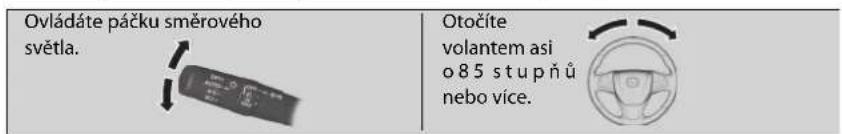 Ovládáte páčku směrového světla. Otočíte volantem asi o85 stupňů nebo více.