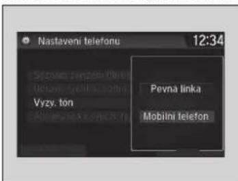 Nastaveni telefonu 12:34 Svžovna Jargelykka Učetavni výzkyškačního Vyzy. ton Pevna linka Mobilni telefon