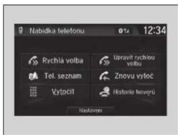 Nabidka telefonu 07e 12:34 Rychla volba Upravit rychiu volbu Tel. seznam Znovu vytoč Vytocit Historie boveřu Nastovení