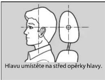 Hlavu umístěte na střed opěrky hlavy.