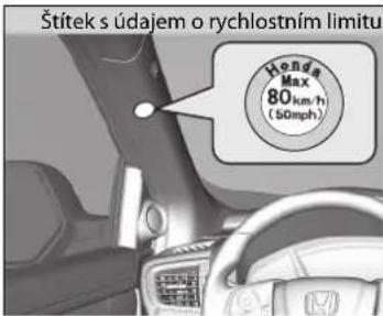 Štítek s údajem o rychlostním limitu Kenda Max 80km-h (50mph)