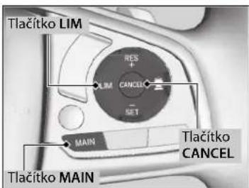 Tlačítko LIM RES + LIM CANCEL SET MAIN Tlačítko CANCEL Tlačítko MAIN