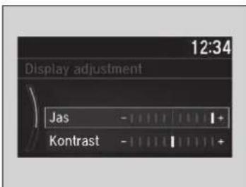 12:34 Display adjustment Jas - + Kontrast - +