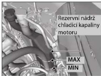 Rezervní nádrž chladící kapaliny motoru MAX MIN