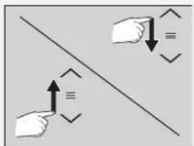 Diagram showing two hands pointing at a diagonal line with directional arrows and check symbols, likely illustrating a correct or incorrect visual instruction.
