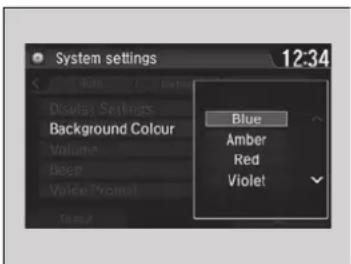 System settings 12:34 Blue Amber Red Violet