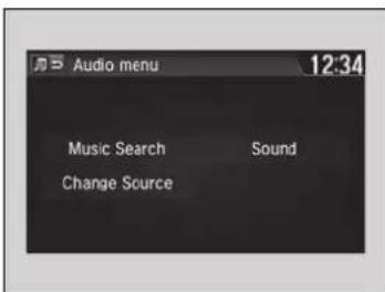 Audio menu 12:34 Music Search Sound Change Source