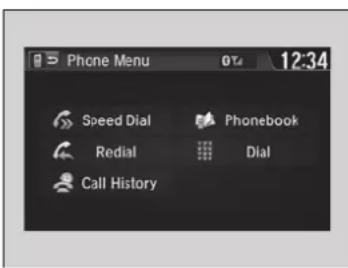 Phone Menu 12:34 Speed Dial Redial Call History Phonebook Dial