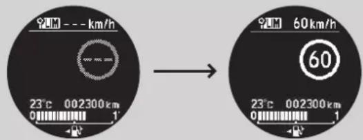 9LM --- km/h 23°C 002300km 0 1' → 9LM 60km/h 60 23°C 002300km 0 1'