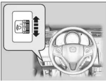 Diagram showing car interior with steering wheel and directional arrow, likely indicating vehicle or system control.