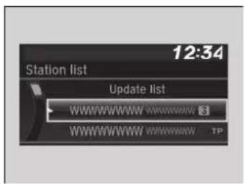 12:34 Station list Update list WWWWWWWW WWWWWW WWWWWWWW WWWWWW TP