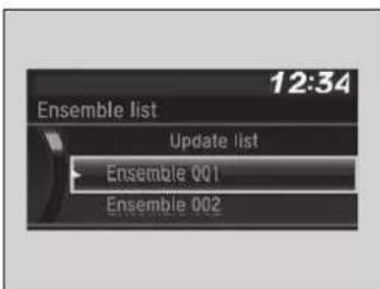 12:34 Ensemble list Update list Ensemble 001 Ensemble 002