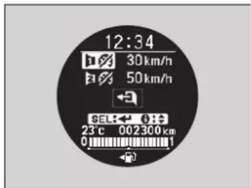12:34 30km/h 50km/h SEL 23°C 002300 km 0