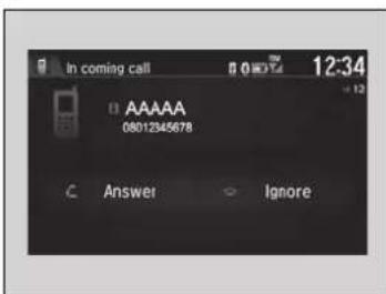 In coming call 12:34 AAAAA 08012345678 Answer Ignore