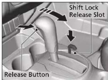 Shift Lock Release Slot Release Button