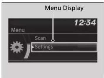 Menu Display 12:34 Menu Scan Settings