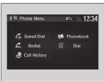 Phone Menu 01u 12:34 Speed Dial Phonebook Redial Dial Call History