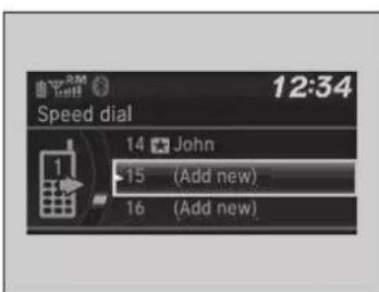 Speed dial 14 John 15 (Add new) 16 (Add new) 12:34