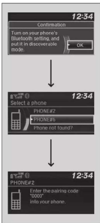 Honda Jazz (2020) - ■To pair a mobile phone (when a phone has already been paired to the system) - 1