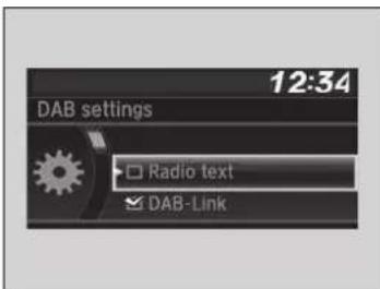 12:34 DAB settings Radio text ✓ DAB-Link