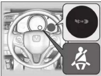 Car interior control panel with steering wheel, dashboard, and circular indicator showing 'Control Panel' and 'Support Seat'