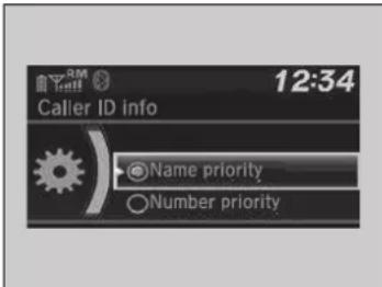 12:34 Caller ID info Name priority Number priority