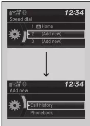 Speed dial 1 Home 2 (Add new) 3 (Add new) 12:34 Add new Call history Phonebook