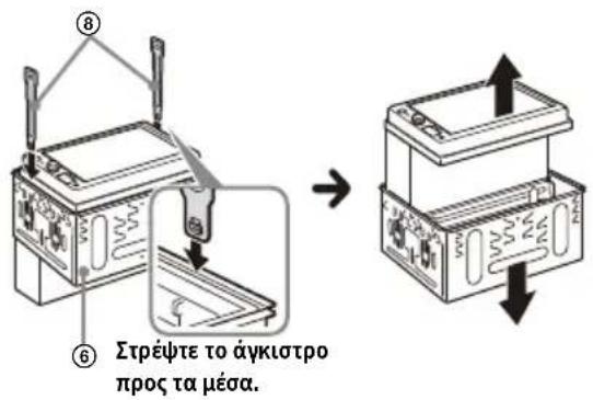 ⑧ ⑥ Στρέψτε το άγκιστρο προς τα μέσα. → ↓