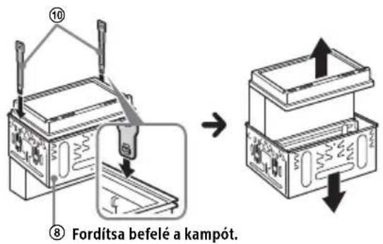 ⑩ ⑧ Fordítsa befelé a kampót.