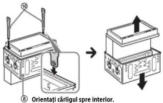 ⑩ ⑧ Orientați cârligul spre interior.