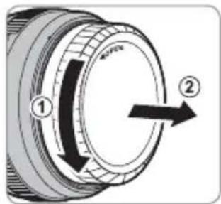 Diagram of a mechanical component with labeled parts and directional arrow indicating rotation or movement