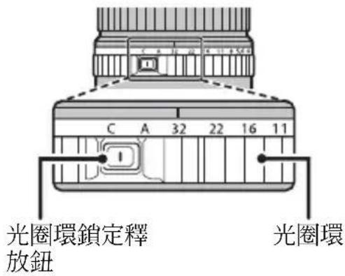 光圈環鎖定釋 放鈕 C A 32 22 16 11 光圈環