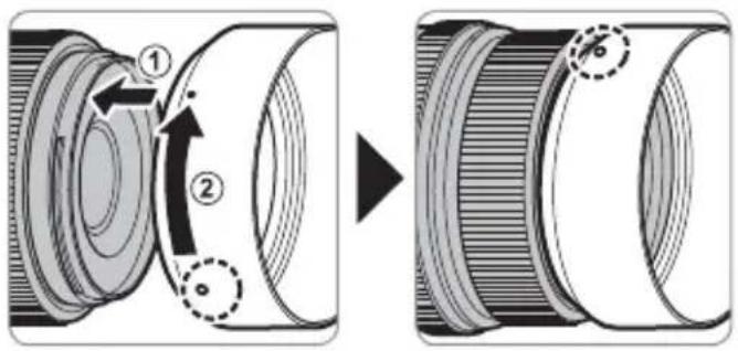 FUJIFILM GF63mmF2.8 R WR - Anbringen der Sonnenblende - 1