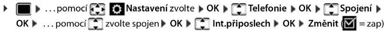 ...pomocí Nastavení zvolte OK Telefonie OK Spojení OK ...pomocí zvolte spojen OK Int.připoslech OK Změnit (=zap)