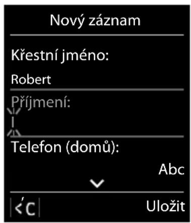 Nový záznam Křestní jméno: Robert Příjmení: Telefon (domů): Abc < Uložit
