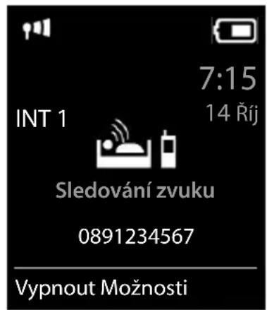 INT 1 7:15 14 Ríj Sledování zvuku 0891234567 Vypnout Možnosti