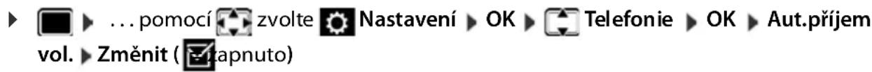 ... pomocí zvolte Nastavení OK Telefonie OK Aut.přijem vol. Změnit ( - zapnuto)
