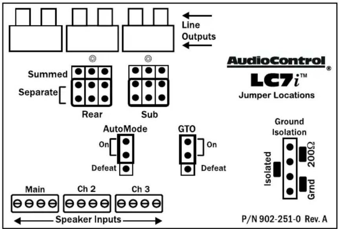AudioControl LC7i - Under the Hood - Internal Jumpers - 1